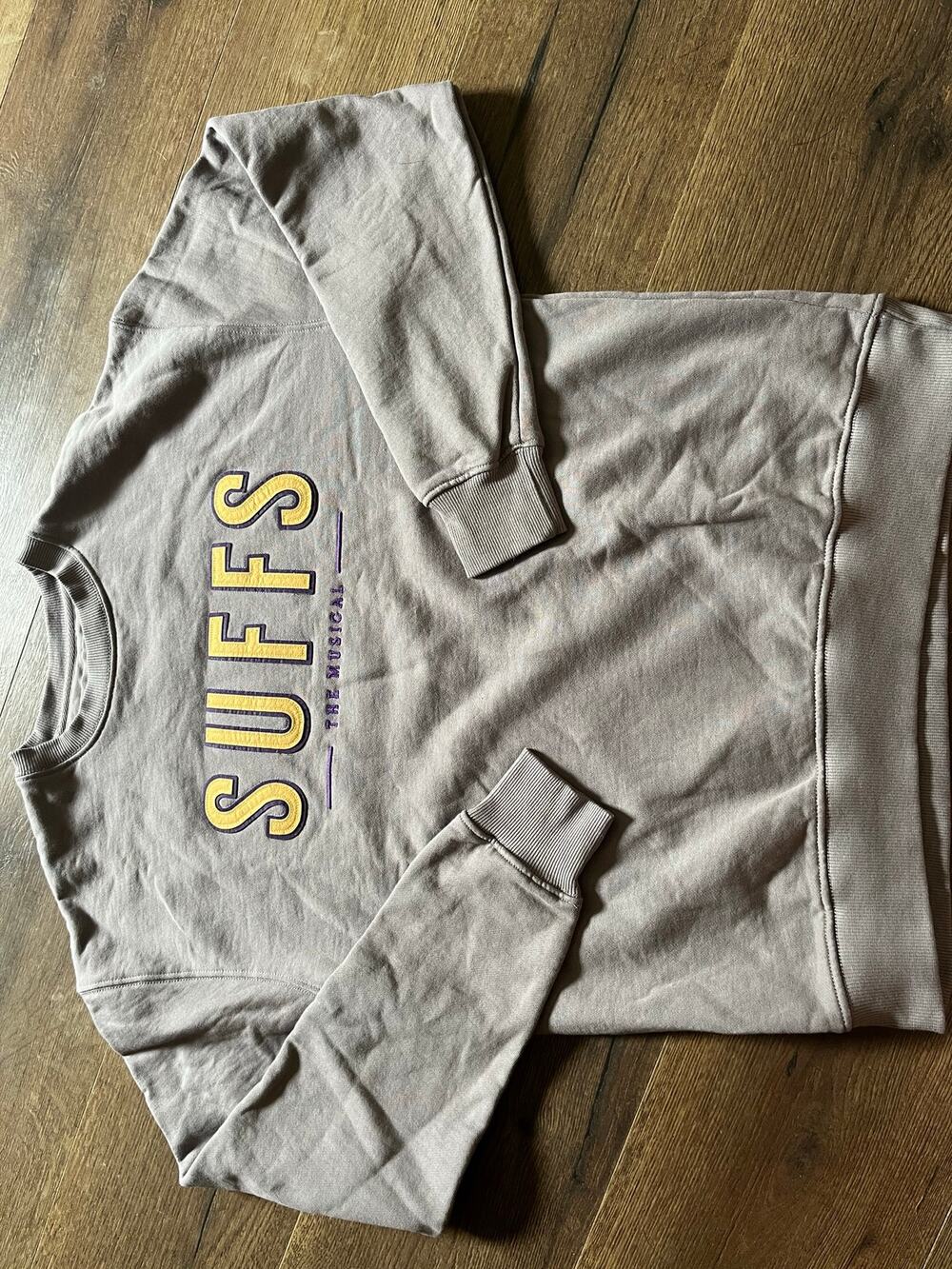 SUFFS The Musical Official Broadway Logo Applique Crewneck Sweatshirt Small